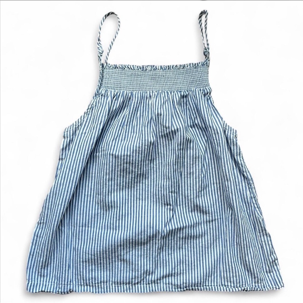 Old Navy Blue and White Striped Smocked Top